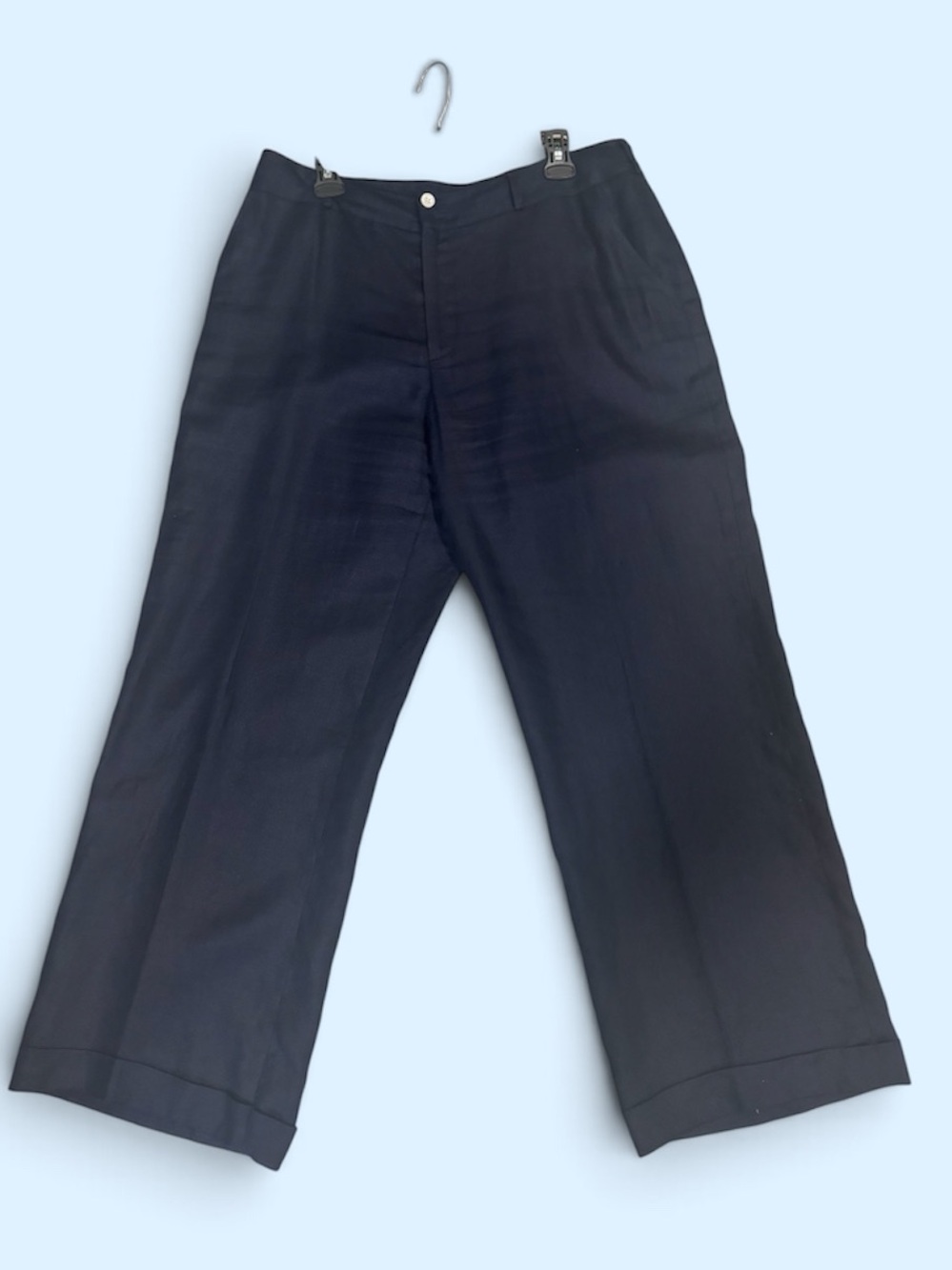Lauren Ralph Lauren Vintage 100% Linen Wide Leg Dress Pants Navy Size 14 - Picture 2 of 9